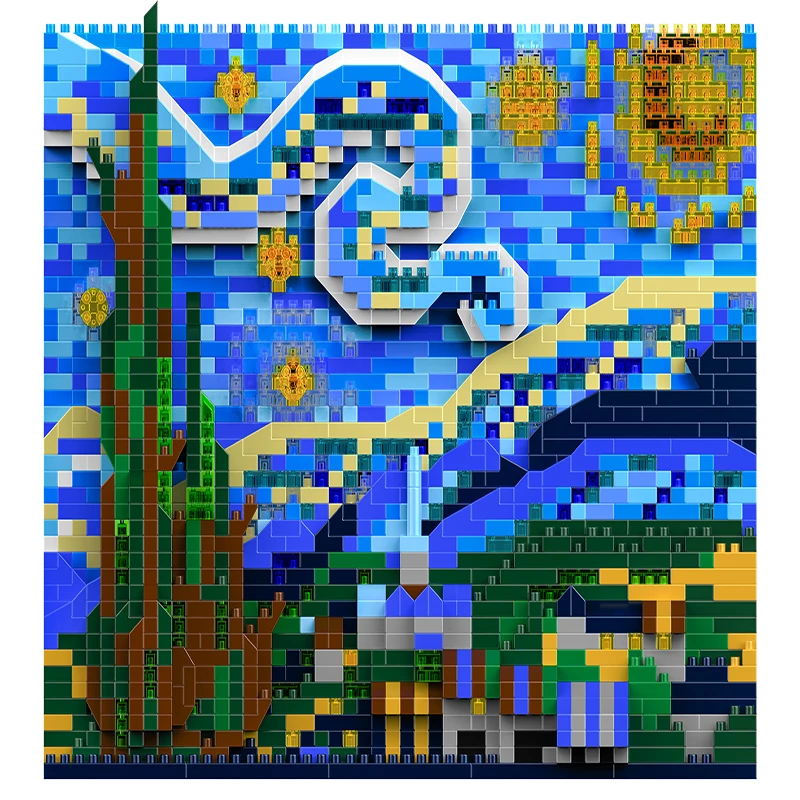 2320PCS Building Blocks Ornaments Blue Starry Night Creative Classic Adult Home Decorations DIY Bricks Christmas Gifts For Kids