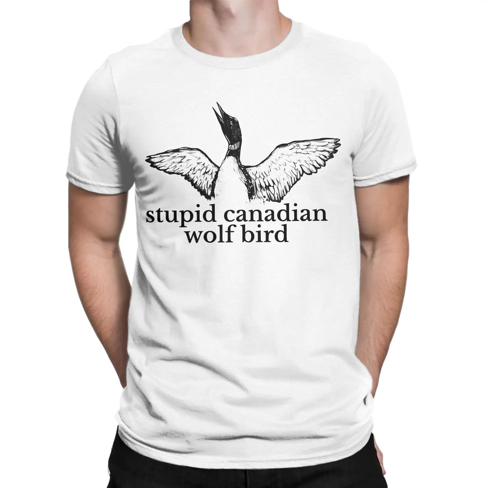 Stupid Canadian Wolf Bird  Heated Rivalry Quote Loon Flapping T Shirt For Men Summer Leisure Tee Shirt Big Size Printed Tops
