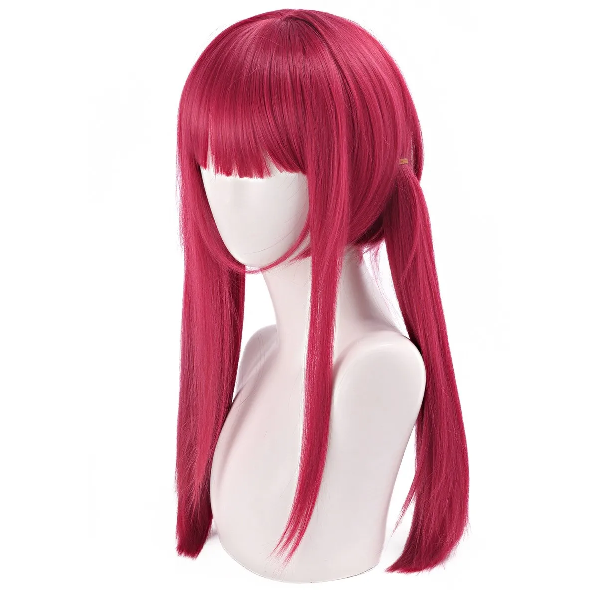 Houshou Marine Cosplay Wig 55cm Deep Red Half Long Synthetic Heat Resistant Hair Wig Virtual YouTube Vtuber Cos Wig Halloween