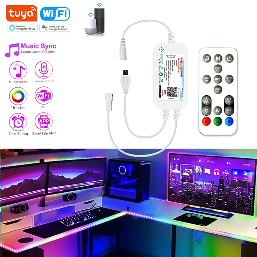 5 متر 10 متر DC24V RGBIC COB LED قطاع ضوء 720 المصابيح/م WS2811 IC RGB LED عنونة لون الحلم التحكم عن بعد صوت ل أليكسا جوجل