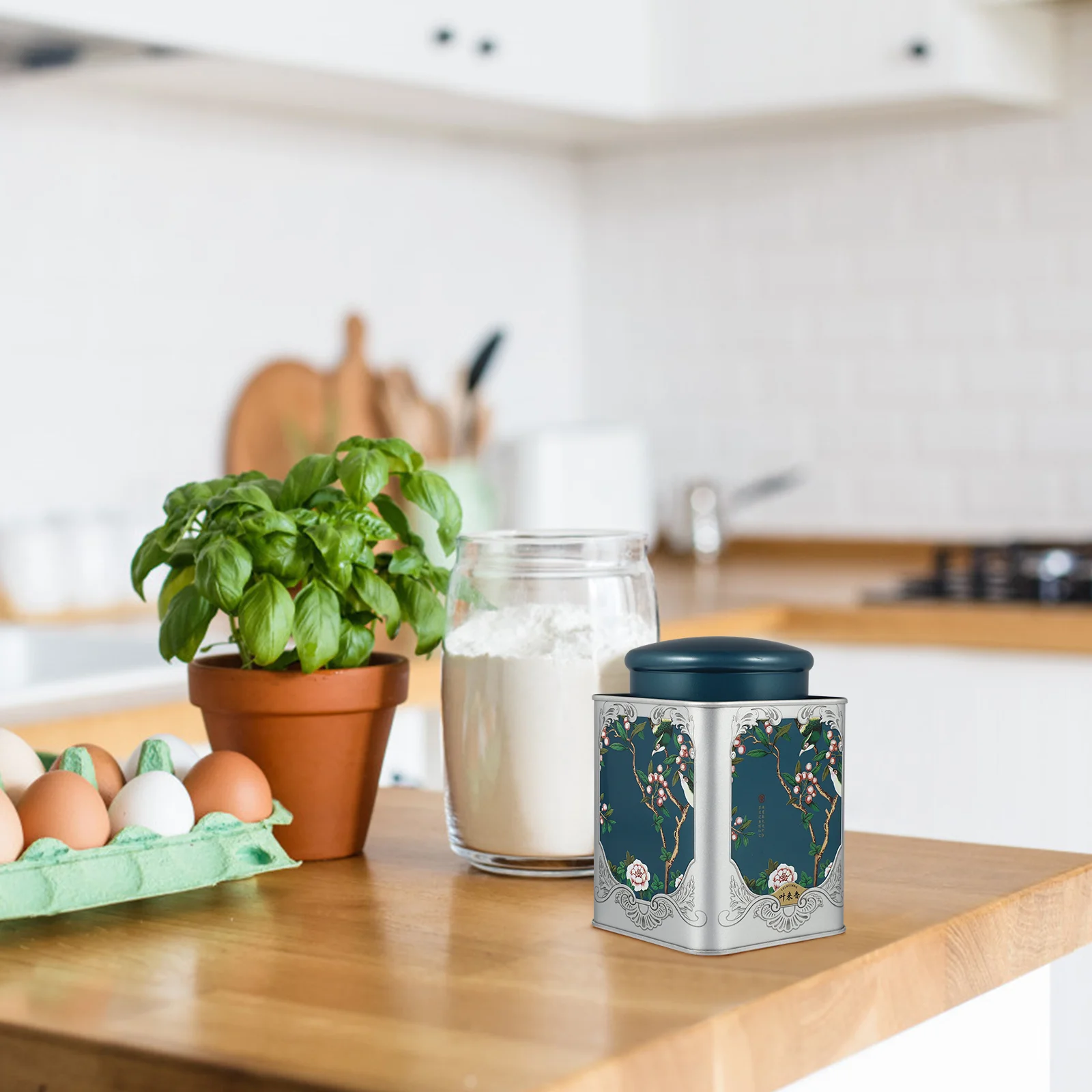 Square Tea Loose Storage Boxes Lockers Metal Container Tinplate for Cans Tins Candy Jar