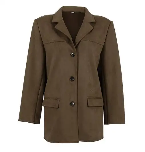 

Women's Outerwear 2025 Fashion Autumn/winter New Suit for Women Latest Hot Brown Frosted Suede Retro Lapel Loose Suede Jacket