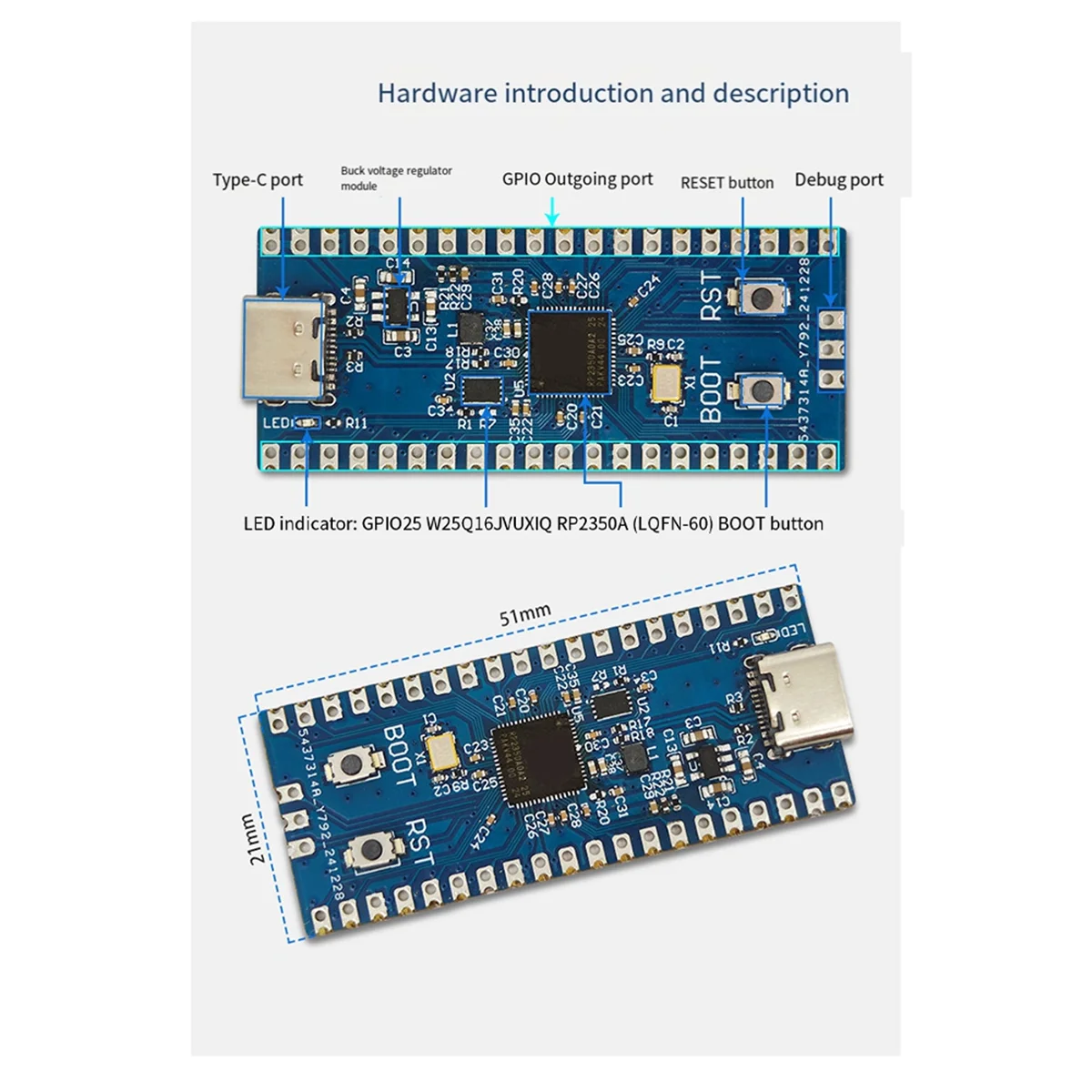 AB01 For Pico2-RP2350 Development Board is Based on the RP2350A,for Micro-Python, for