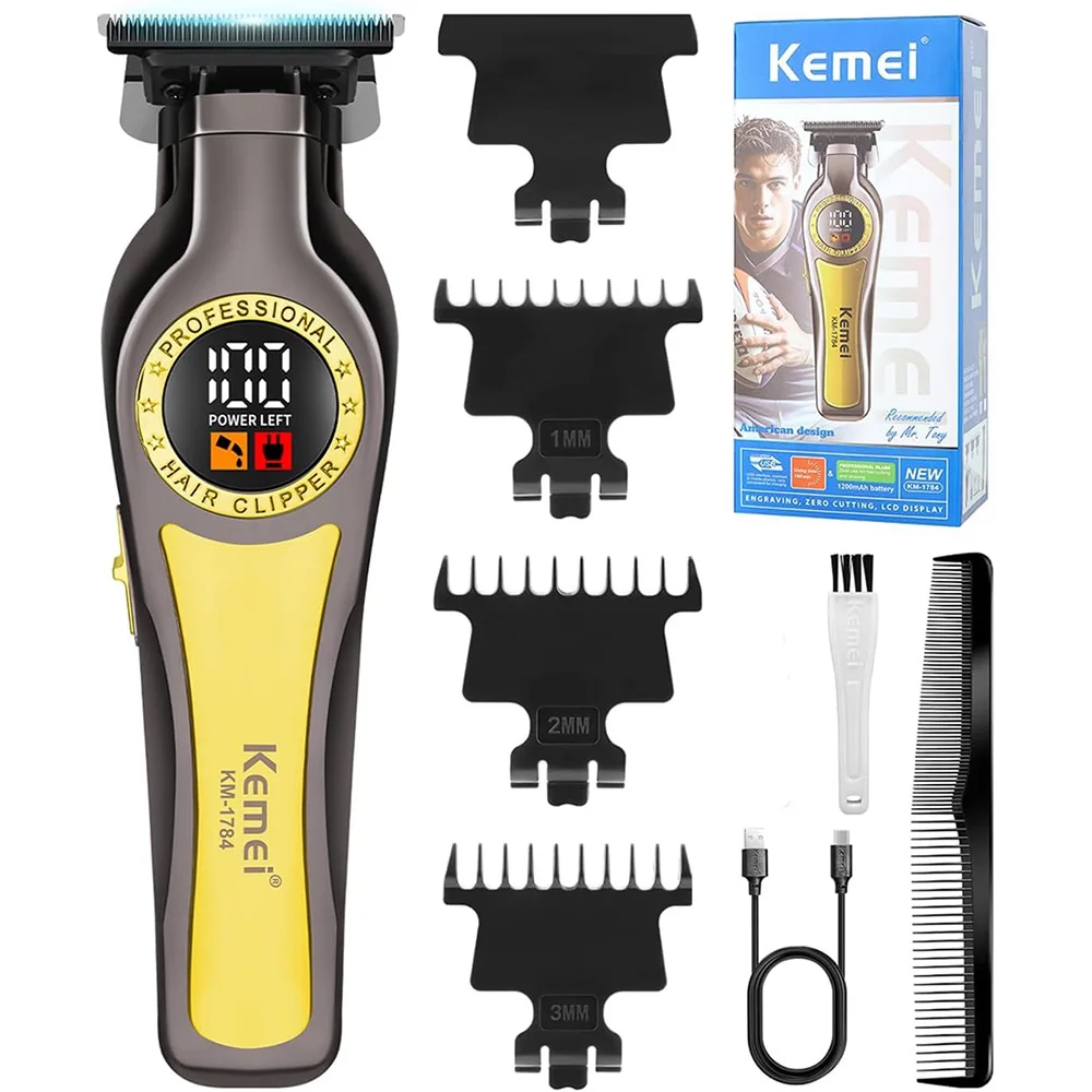 

Профессиональная машинка для стрижки волос Kemei 1784, беспроводная электрическая машинка для стрижки бороды, триммер с Т-образным лезвием Zero Gapped, машинка для стрижки волос