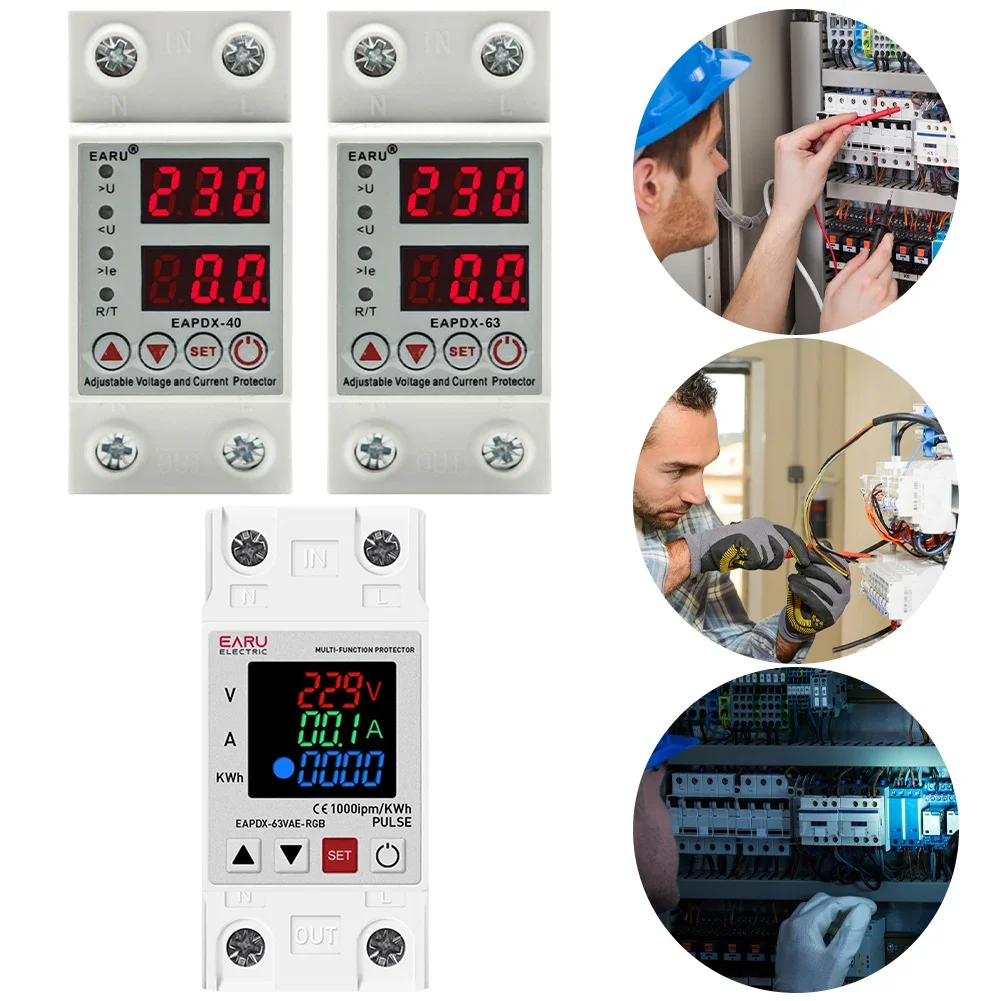 40A 63A 230V RGB Zabezpieczenie przed zbyt niskim napięciem Urządzenie przekaźnikowe Wyłącznik szyny Din Przekaźnik zabezpieczający przed prądem