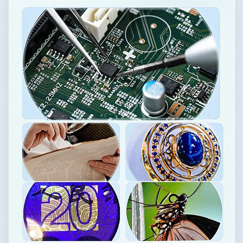 Microscopio Digital ABLL, microscopio de monedas 100X con lupa de pantalla de 2 pulgadas con luz (blanca y UV), Compatible con Windows Easy T