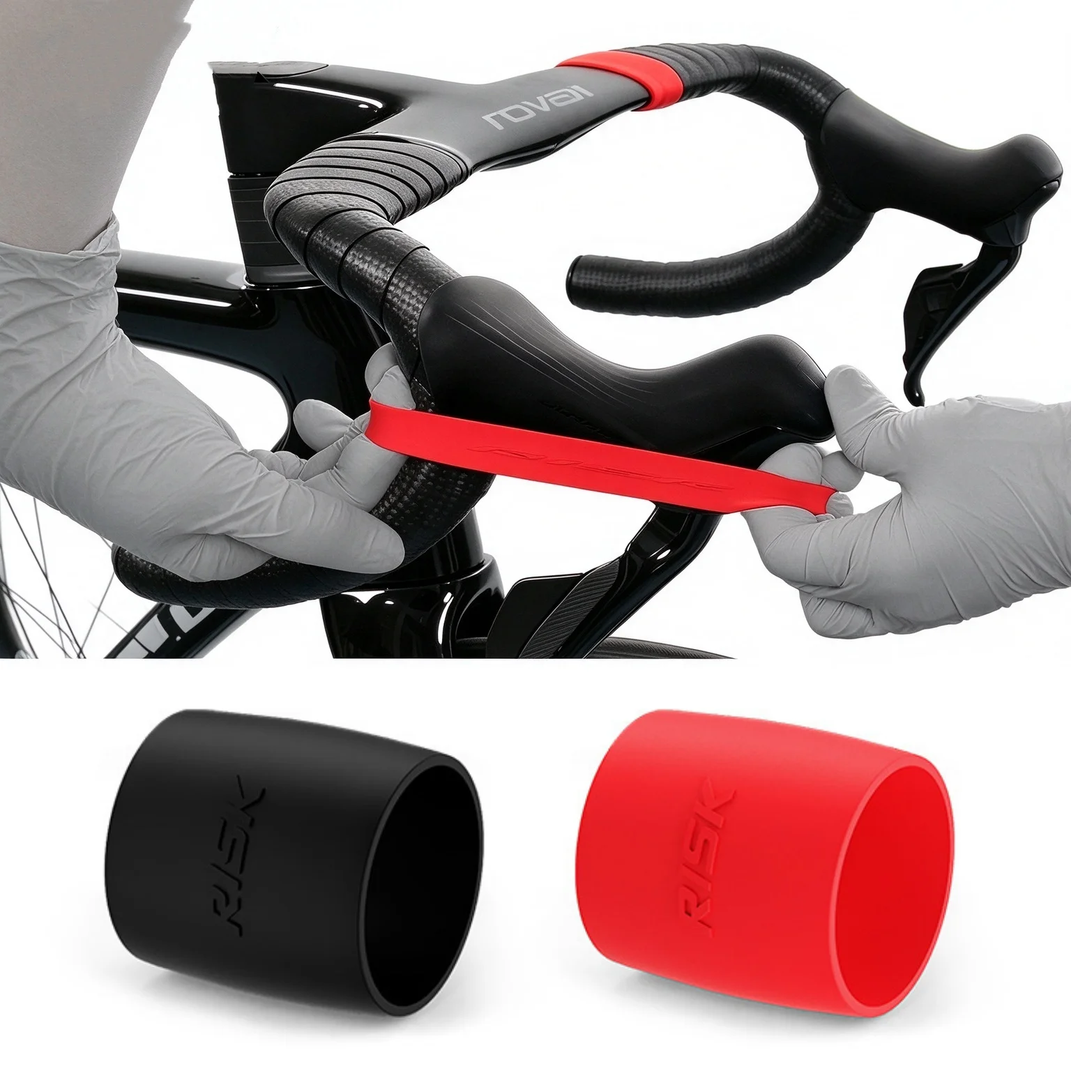 1 Pair High Elastic Road Bicycle Handlebar Strap Tape Fixing Anti-slip Silicone Tape Ring Handlebar Rubber Sleeve Loops
