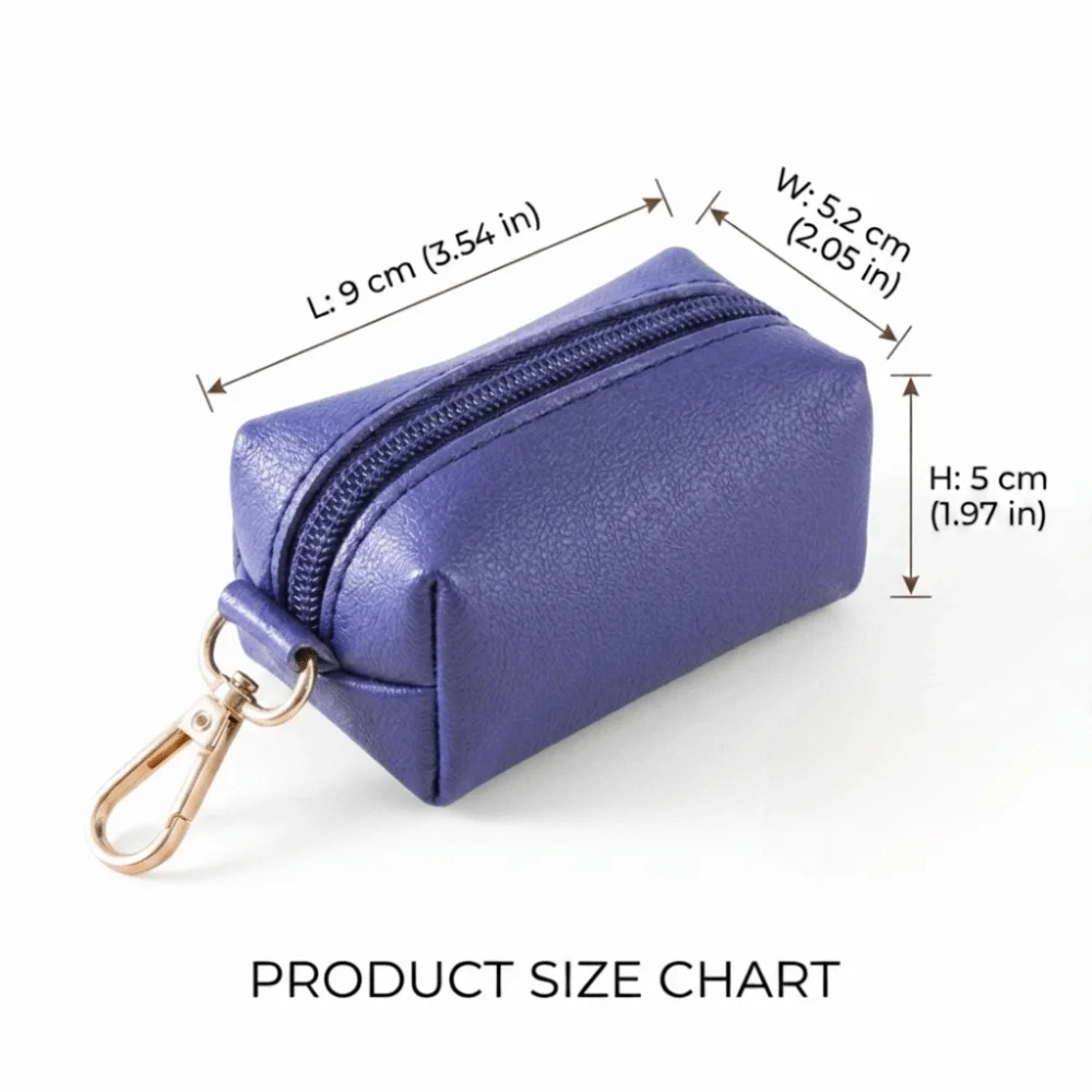 Waterproof Fabric Pet Poop Bag Holder Mini Size Solid Color Poop Bag Carrier Lightweight Zipper Closure Pet Walking Pouch