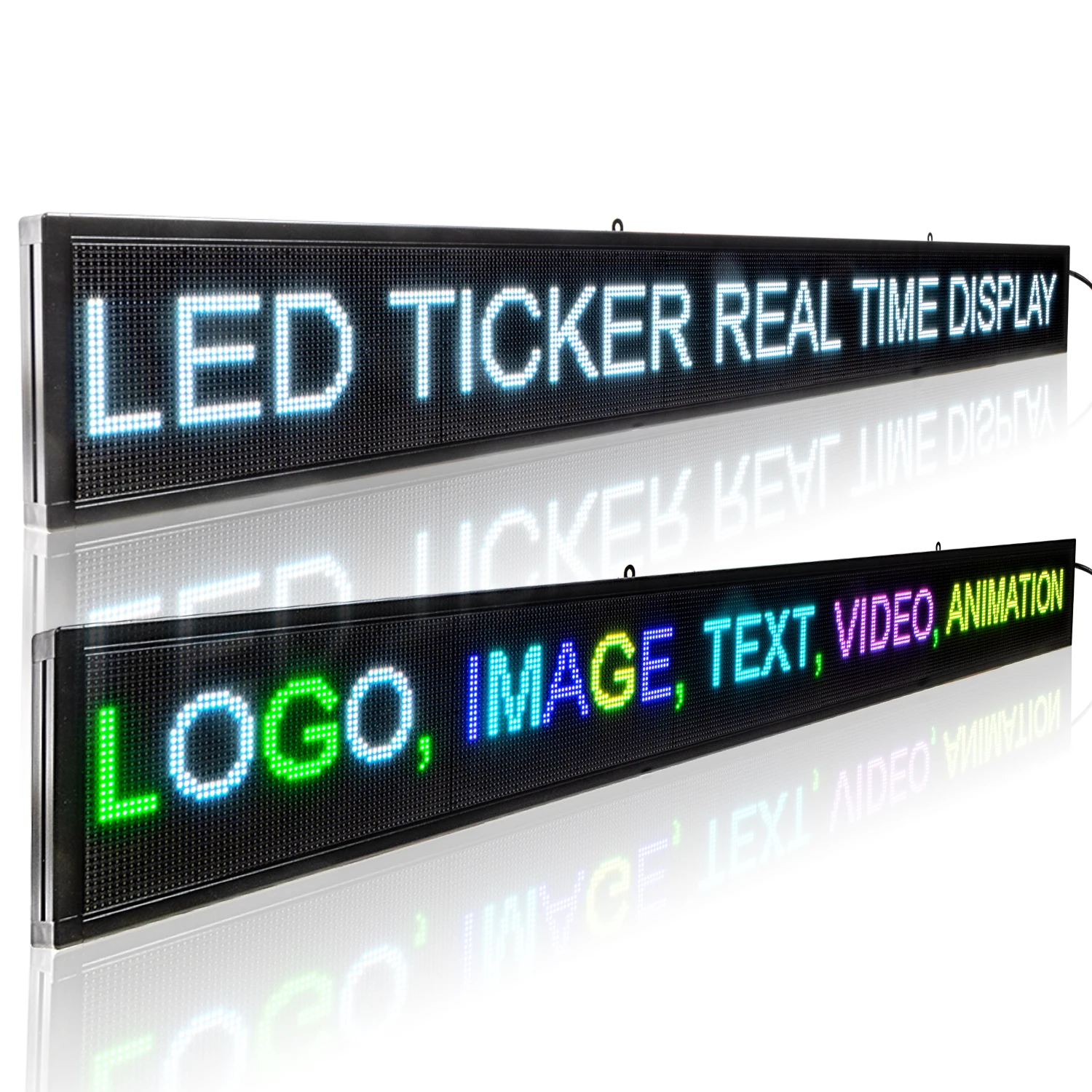 Imagem -03 - Led Ticker Display para Ações Esportes Notícias Rgb Cor Cheia Led Signage com Sdk Ancoragem Mercado de Ações Notícias Finaciais 61in 156cm p4