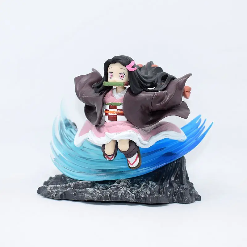 Anime demon slayer correndo kamado nezuko pode mudar rosto decoração modelo kimetsu não yaiba pvc ação estatueta estátua brinquedos presente