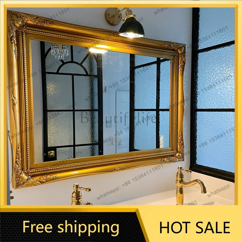 PG European bathroom mirror wall hanging retro American bathroom toilet washstand mirror