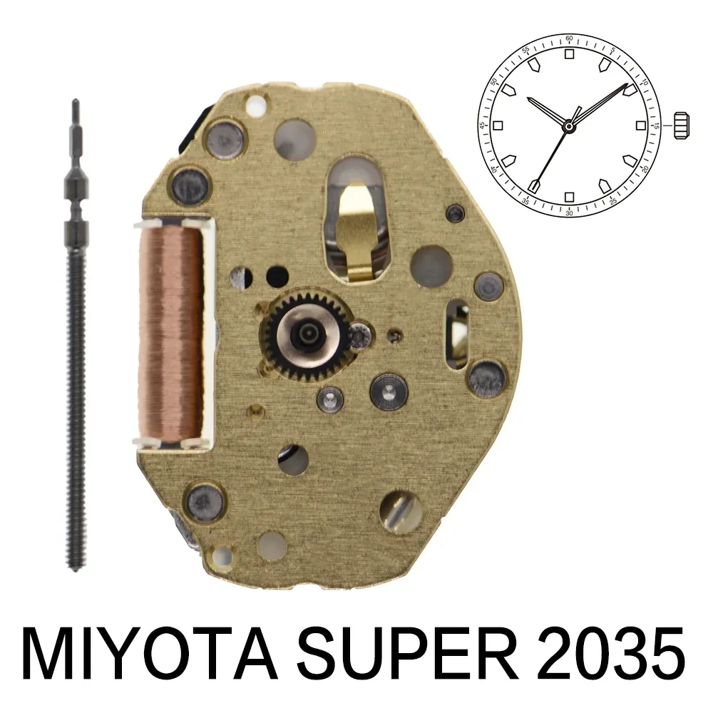 New gold 2035miyota movement super movement 3-pin durable travel time accurate and stable