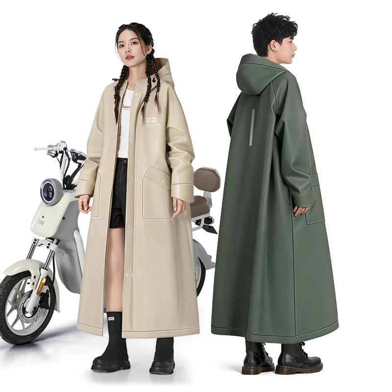 Long Raincoat Unisex PVC Waterproof Commute Motorcycle Rain Coat Hiking Fishing Rain Gear Rainwear Outdoor Travel Rain Poncho