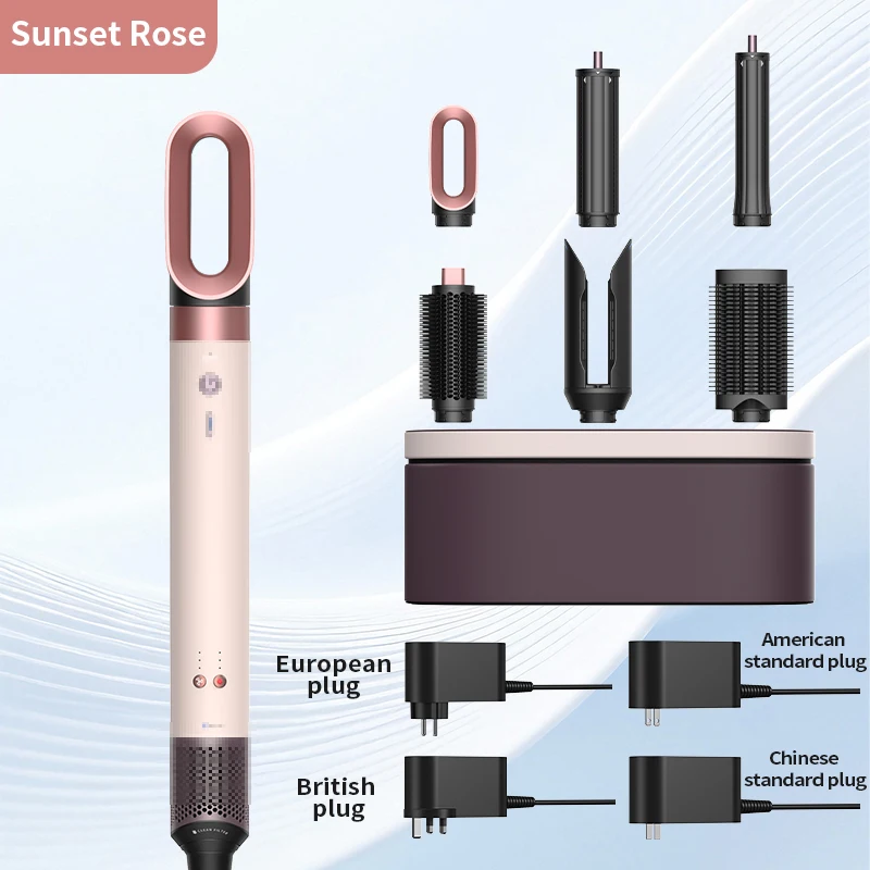 7 in 1 Multi Hair Dryer Styler Auto-Curling Barrel Hot Air Brush Soft Straightening BrushNegative Ion Fast Dry Nozzle Gift Box image 3