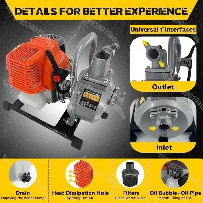 High Flow Petrol Transfer Pump for Garden Farm Wash Compatible with GX50 4 Stroke Gas Water Pump Irrigation