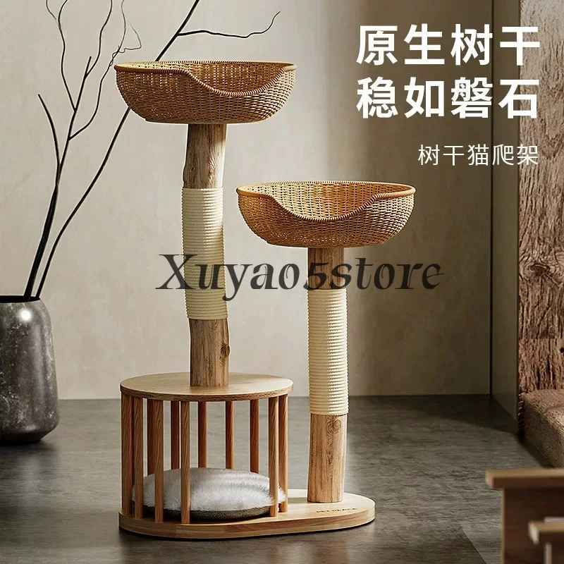 Solid Wood  Climbing FrameTree Nest Integrated Sisal Scratching Board Tree Trunk Small Small Apartment Rattan Cat Frame