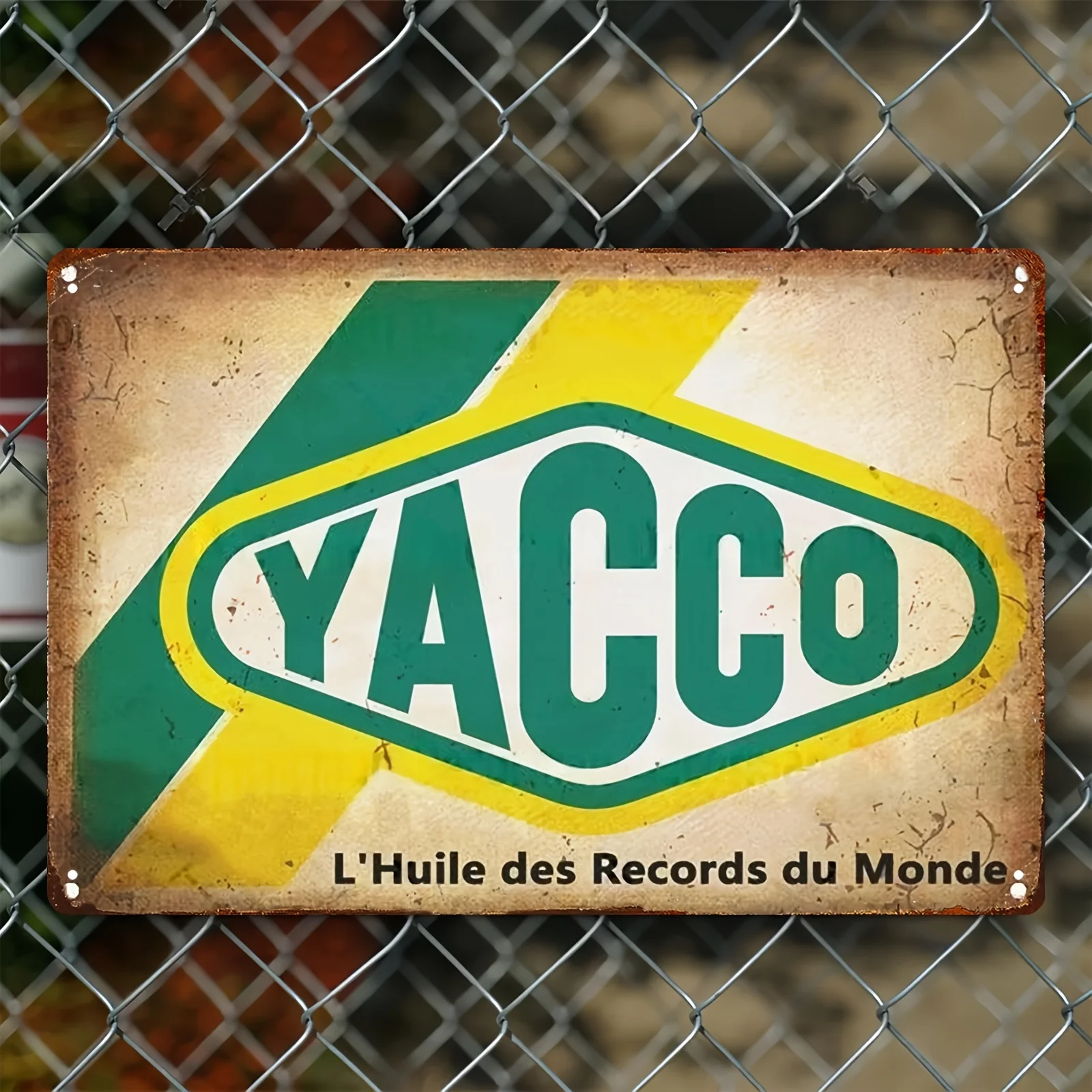 YACCO Vintage Art Deco Metal Sign - Retro Wall Decor, Weather-Resistant Iron Plaque with Pre-Drilled Holes, for Home, Gar