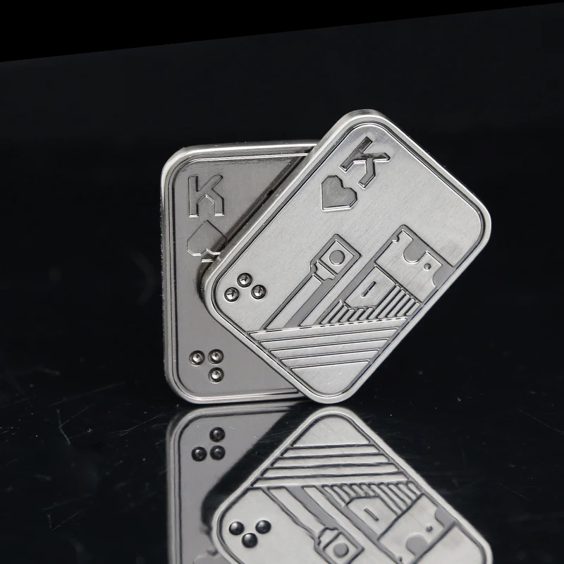 KK AA Fidget Slider Metal Skull Push Slider Stress Relief Toy Anti Stress EDC Top Spinning Poker Toys  Adults Gifts view 5