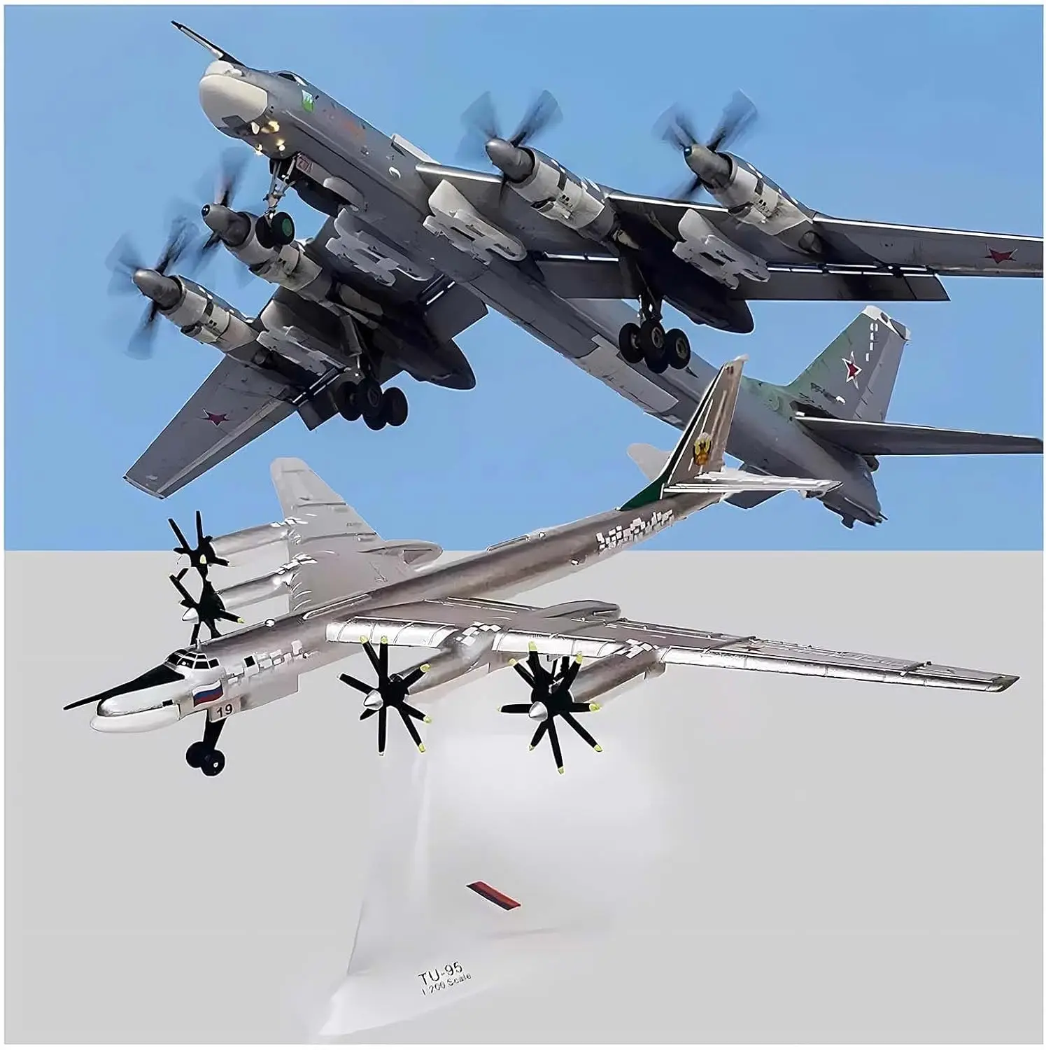 

1:200 Russian TU95 Strategic Bomber Alloy Model TU95 Bear Aircraft Model Decoration Collection Finished Product