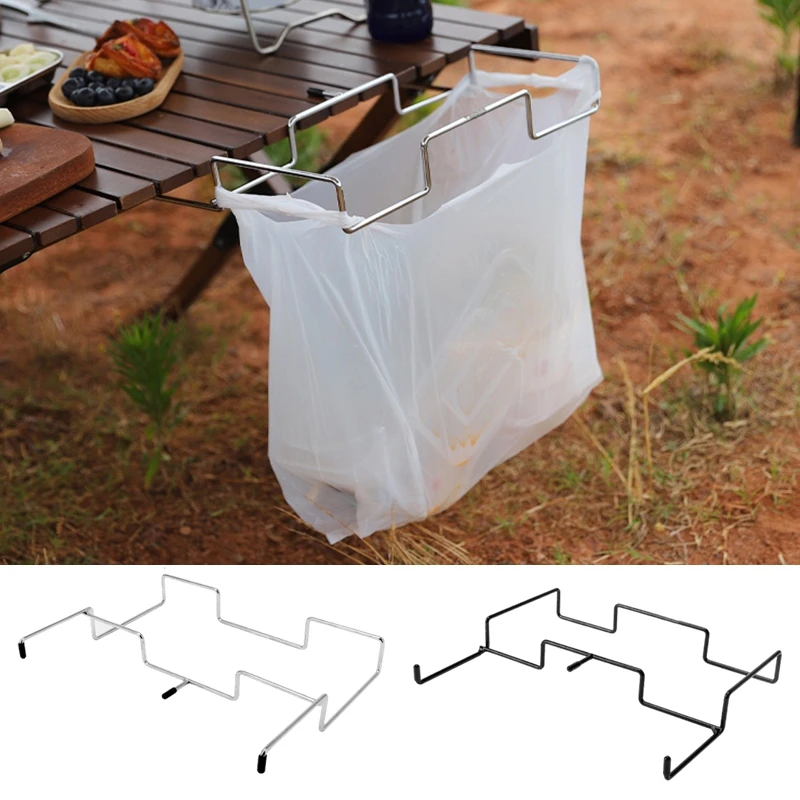 Outdoor Camping Picnic Trash Bag Holder Foldable Stainless Steel Trash Bag Holder Portable Kitchen Trash Organizer Rack