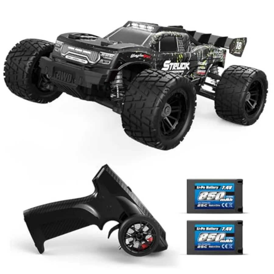 

1:18 RC Car 4X4 Off-Road Truck 2.4GHz Remote Control Vehicle with Waterproof Electronics Dual Li-Po Batteries Pre-installed 36k