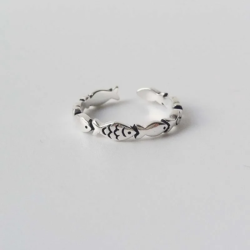 

Vintage Silver Color Fish Couple Adjustable Opening Rings for Women Lover Fashion Creative Finger Ring Jewelry Valentines Day