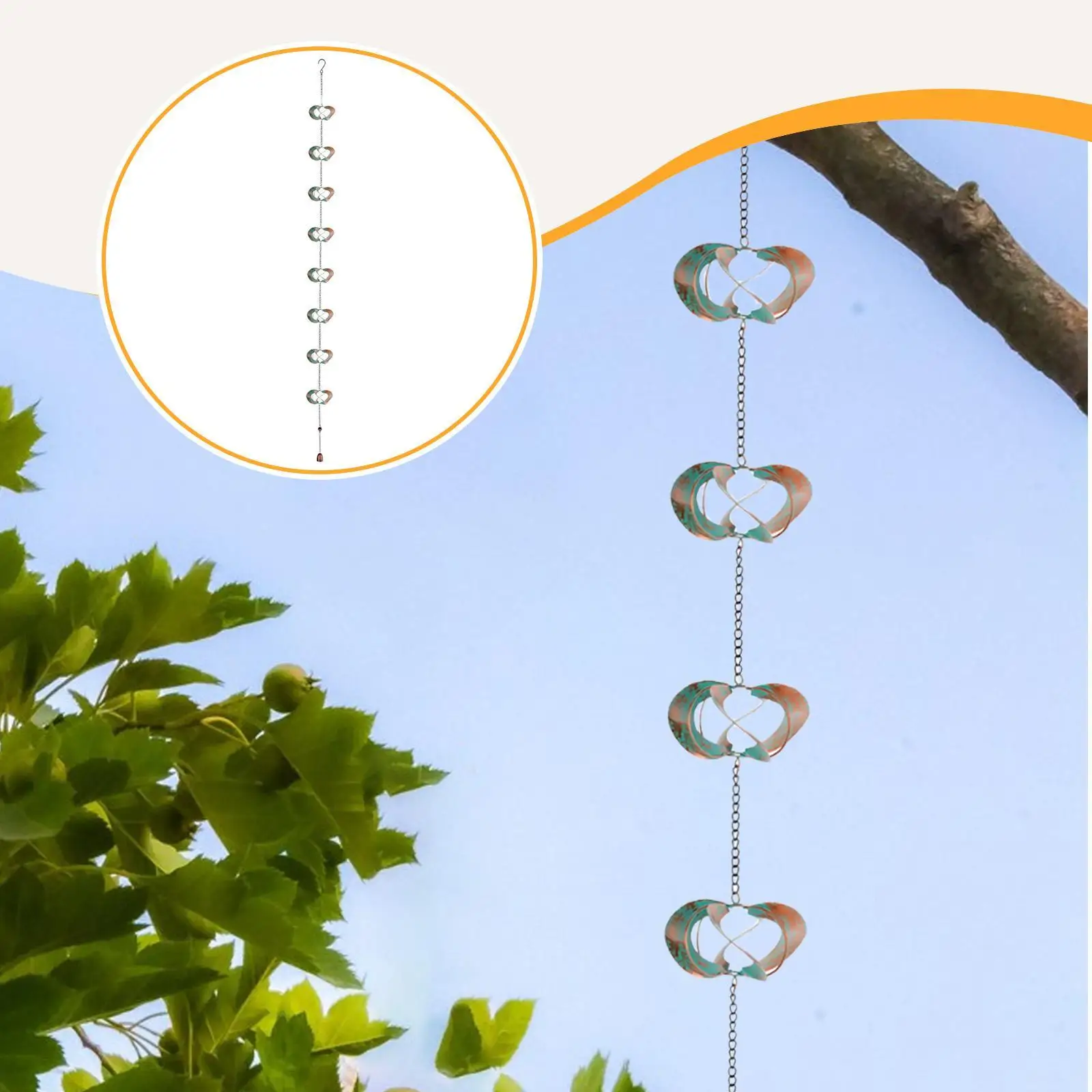 Metal Rain Chain Replace for Gutters 78.7 inch Length Divert Rainwater Decor for Porch Garden Yard Gazebos Outdoor
