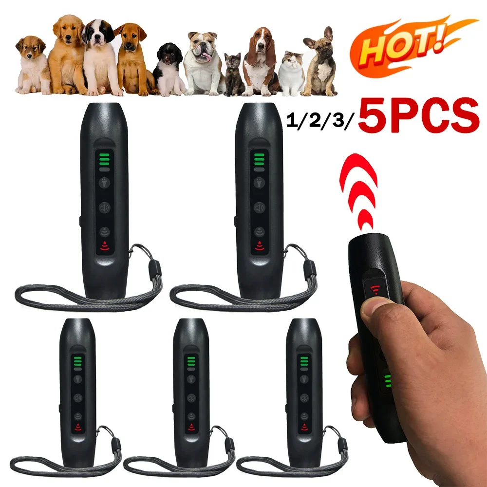 Dog Repeller Ultrasonic Dogs Barking Deterrents Electronic Training Devices With Ultrasound USB Recharge Flashlight LED