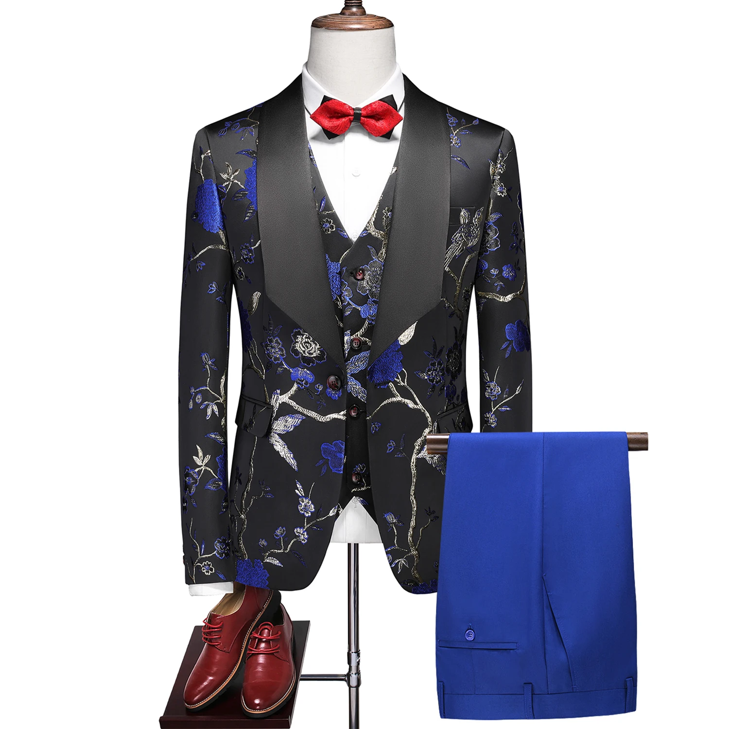 ( Jacket + Trousers + Vest ) Men Luxury Wedding Suit 3 Piece Single Button Slim Fashion Dress Male Prom Party Tuxedo Sets