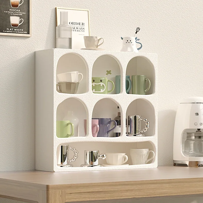 Cup Storage Rack Jiugongge Desktop Lattice Frame Sideboard Cabinet Multi-Layer Storage Box Small Coffee Cup Holder Shelves