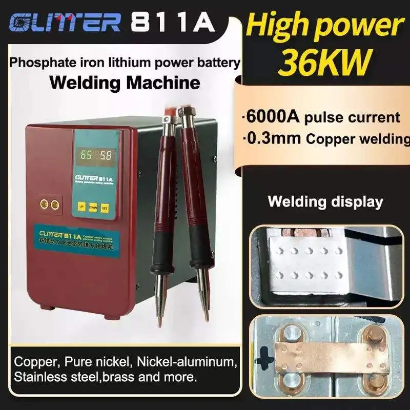 GLITTER 811A 36KW 6000A 고출력 정밀 펄스 스팟 용접기 순수 구리 스트립 리튬 인산철 배터리 수리용