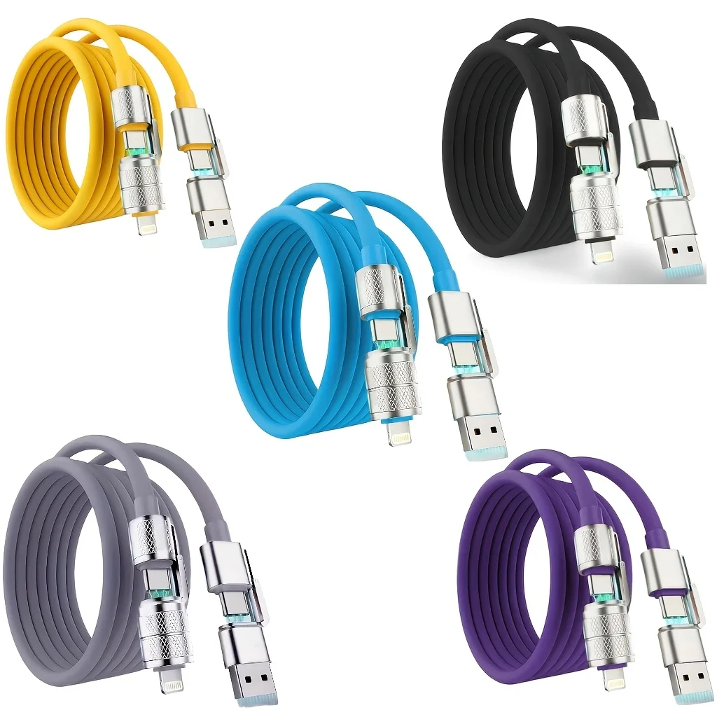 4‑In‑1 Charging Data Cable Type‑A/C To C/Lightning Multi‑Port Cord For iPhone 16‑7 MacBook iPad Samsung Huawei
