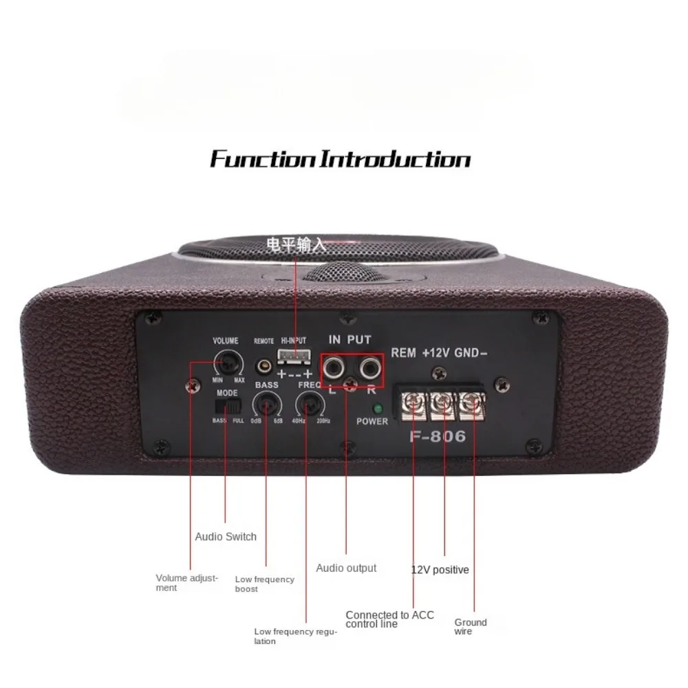 8 Inch Car Power Subwoofer Car Seat Subwoofer Sound System DC12v Sound Module Speaker Car Audio Amplifier Speaker