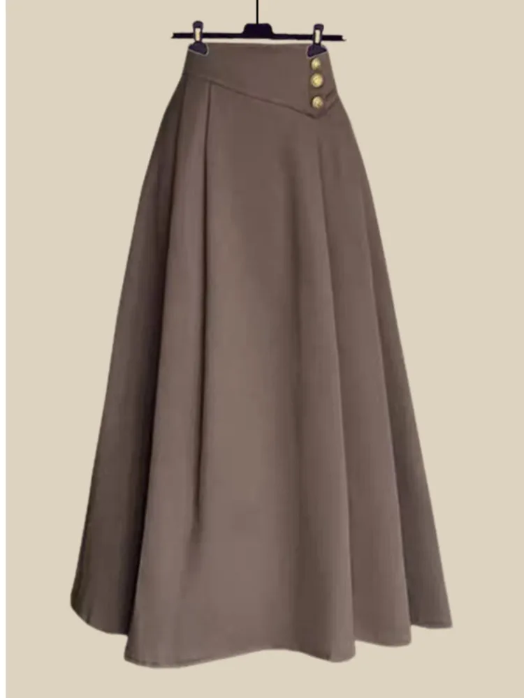 Ensemble deux pièces chaud pour femmes, pull tricoté à bandes rétro français + jupe trapèze en laine taille haute, costume pour femmes, automne et hiver