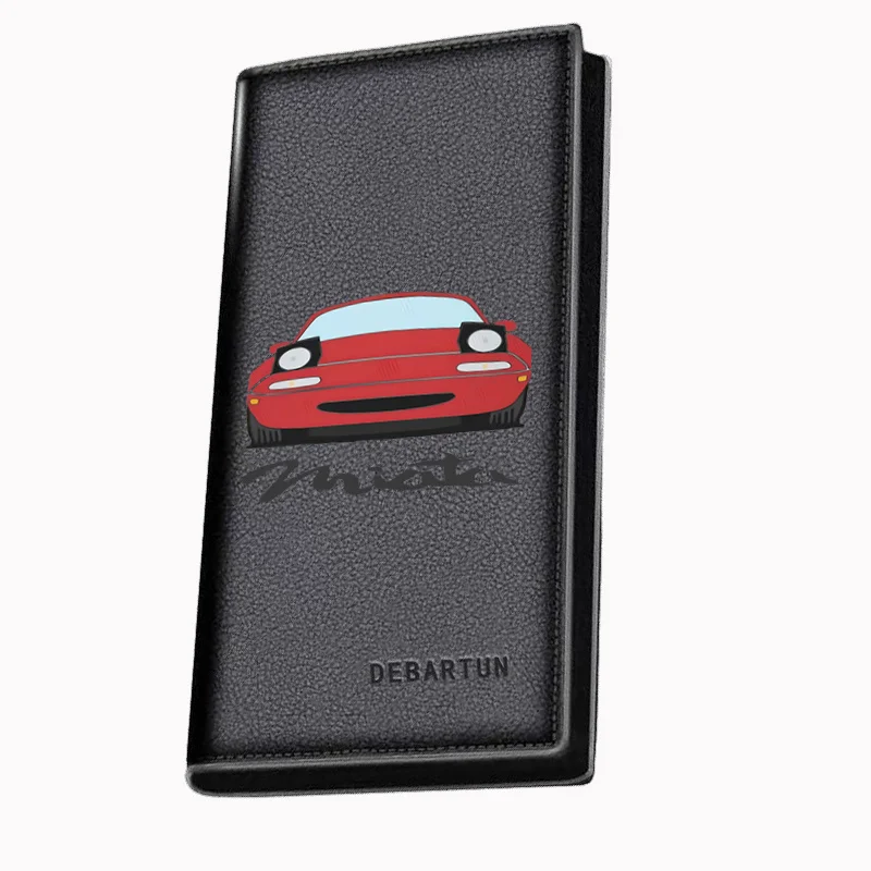 Red car front Miata headlights Men's Long Wallets Business Stylish Printing Design Casual Use Christmas Valentine's Father's Day