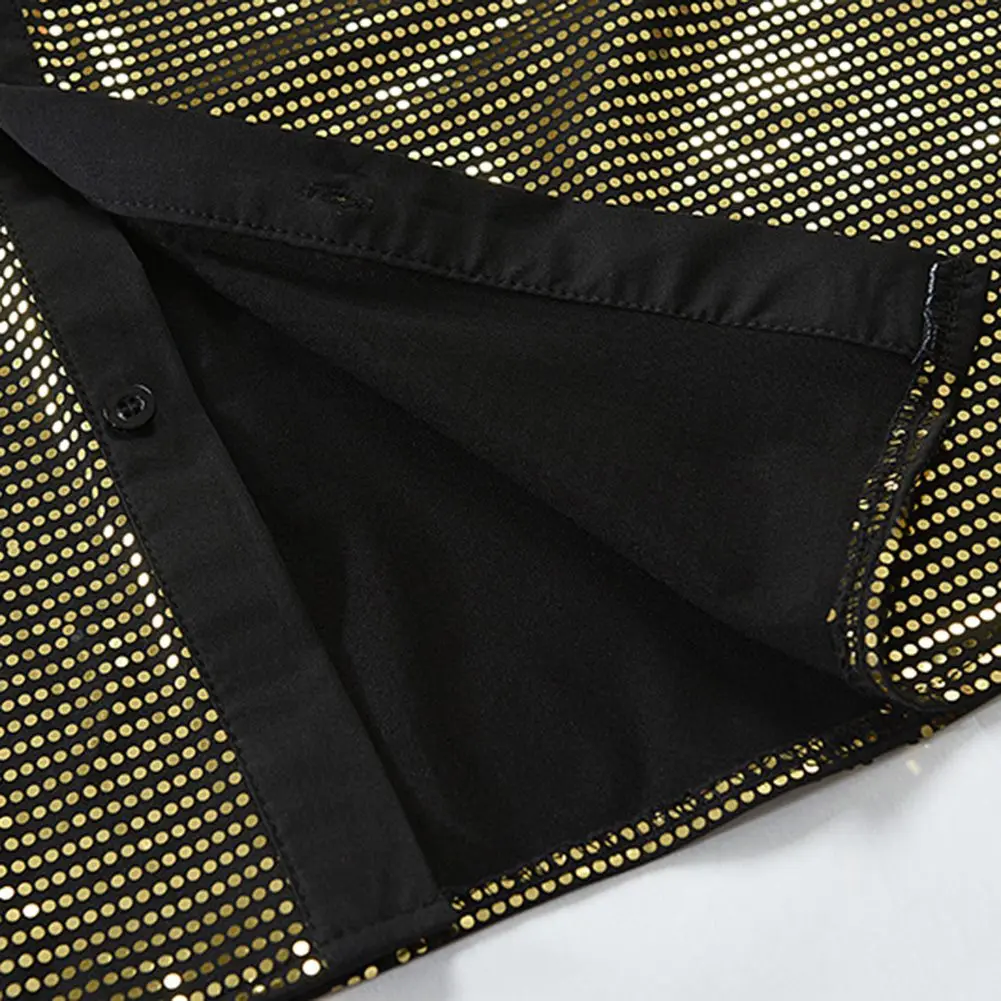 

Comfy Fashion Hot Shirt Shirt Perform Latin Dance Men Nightclub Party Regular Sequin Shiny Glitter Shiny Sequin