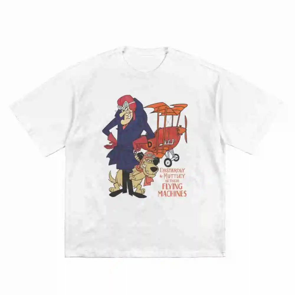 Dastardly And Muttley In Their Flying Machines Hanna Barbera Short Sleeve Tee 100% Cotton T-Shirt