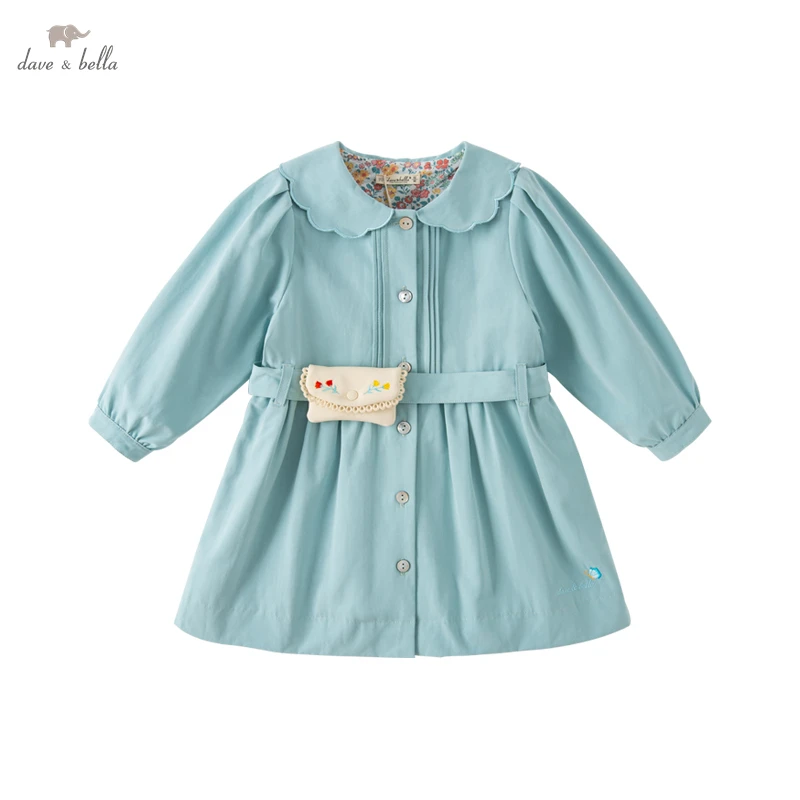 

Dave Bella Spring Trench Coat For Kids Girls Blue Windbreaker Jackets Long Sleeve Coats Outdoor Windproof Clothes DB1230110