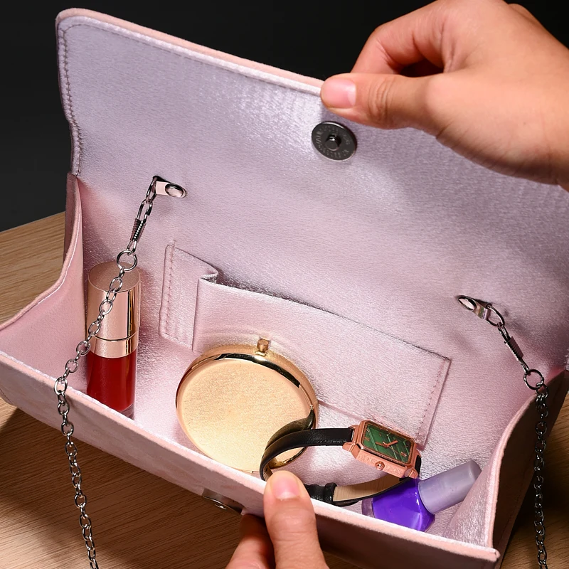 Neue Wildleder-Schleife Allround-Hochzeitsparty-Brautkleid-Handtasche Prominenten-Reise-Kosmetik-Aufbewahrungstasche