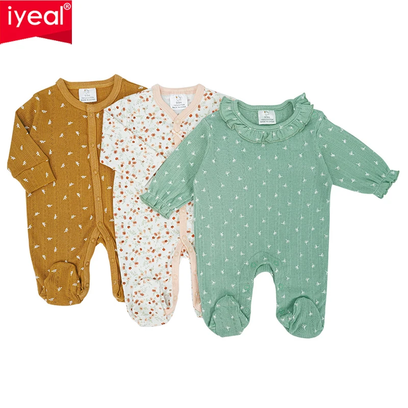 IYEAL  100% Cotton  Newborn Rompers Baby Boy Girl Toddler Clothes 3Pcs/Lot Infant Clothing Spring Fall Pajamas Bebe Home Wear