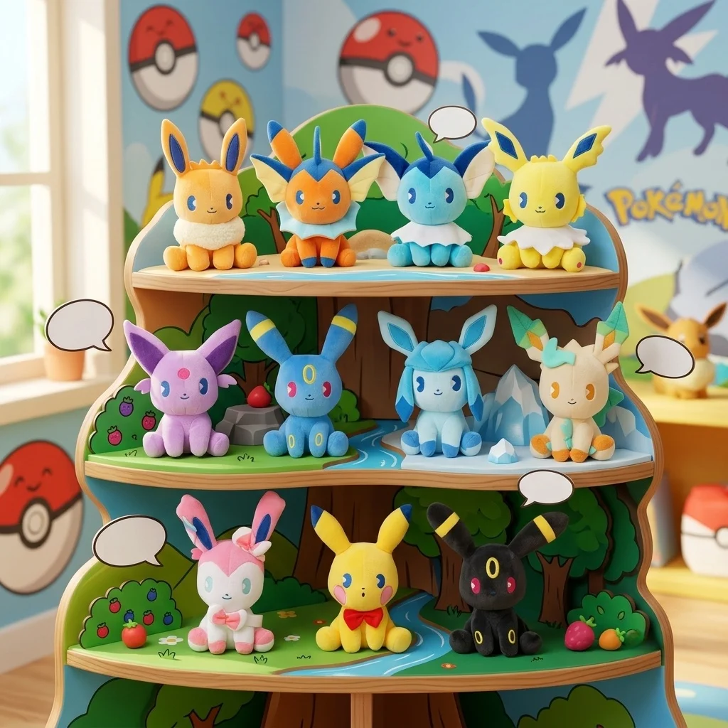 Eevee Q-version Series Plush Toy Pokemon Stuffed Doll Anime Toy Hobbies Collection Cartoon Room Decor Toys Kawaii Birthday Gift