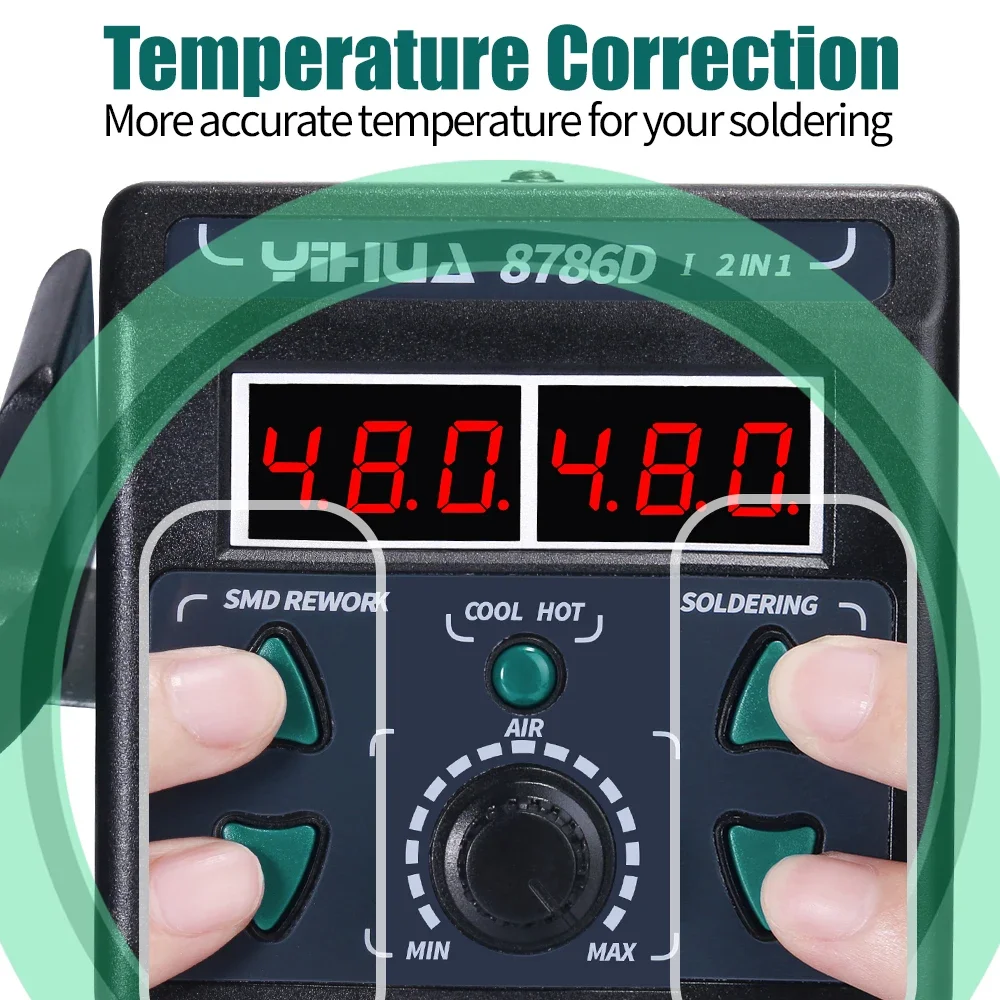 ​ ​ 8786D-I Alat Solder & Stasiun Udara Panas, 2-in-1 Alat Perbaikan BGA & Perbaikan Ponsel dengan Kemampuan Solder SMD ​ ​