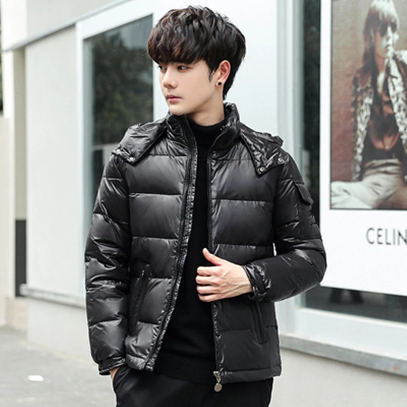 

Высококачественная парка в стиле хип-хоп с капюшоном, мужская толстая теплая яркая поверхность, пальто, зимняя корейская черная одежда, куртки-пуховики JJ618