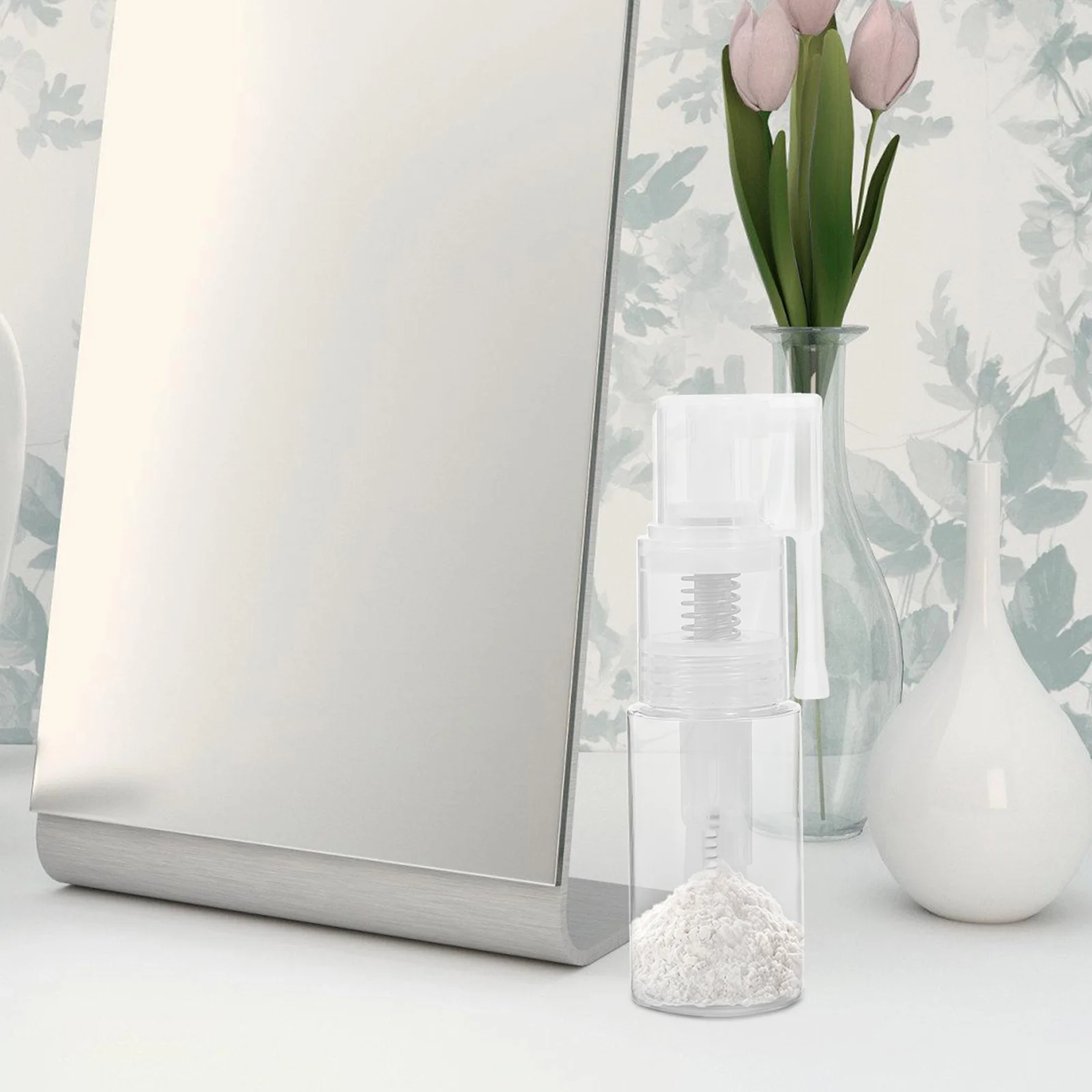 

2pcs Long Spout Powder Spray Bottle Transparent Refillable For Baking Talcum Makeup Gouache Barbershop Accessory Portable Powder