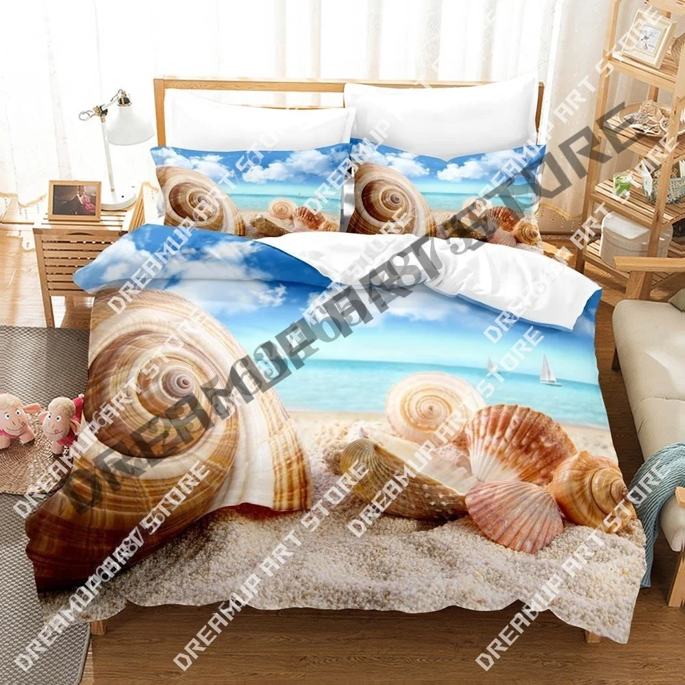 3D Print Sea shell Bedding Set Single Twin Full Queen King Size Bed Set Aldult Kid Bedroom Duvetcover Sets Bed Sheet