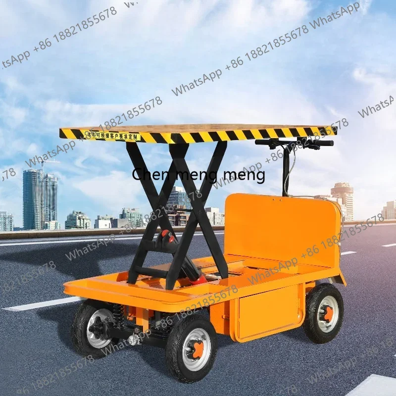 E182 Orchard picking four-wheeled flatbed truck reversing donkey lifting and handling load king pulling cargo storage trolley