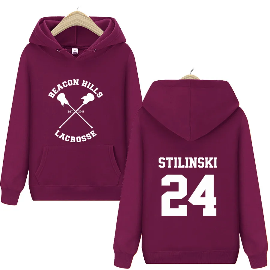 Teen Wolf Hoodie Men Stilinski 24 Lahey McCall Pullover Sweatshirt Male Print Red Hooded Mens Hoodies Hip Hop Hoddies Streetwear