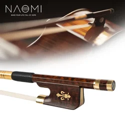 NAOMI Selected Snakewood Cello Bow 4/4 Cello Bow With Snakewood Frog w/ Fleur de Lis Snakewood Frog Gold Mounted Cello Bow