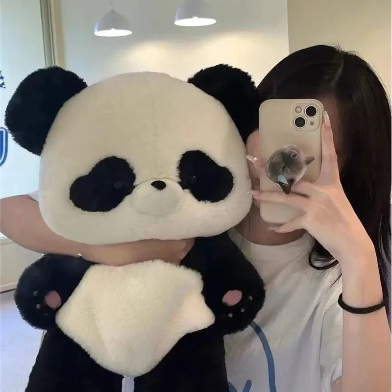 Cartoon Cute Panda Shape Backpack Nylon Plush Material 2 Sizes Available Removable Shoulder Strap Bag Fashion Women\'s Makeup Bag