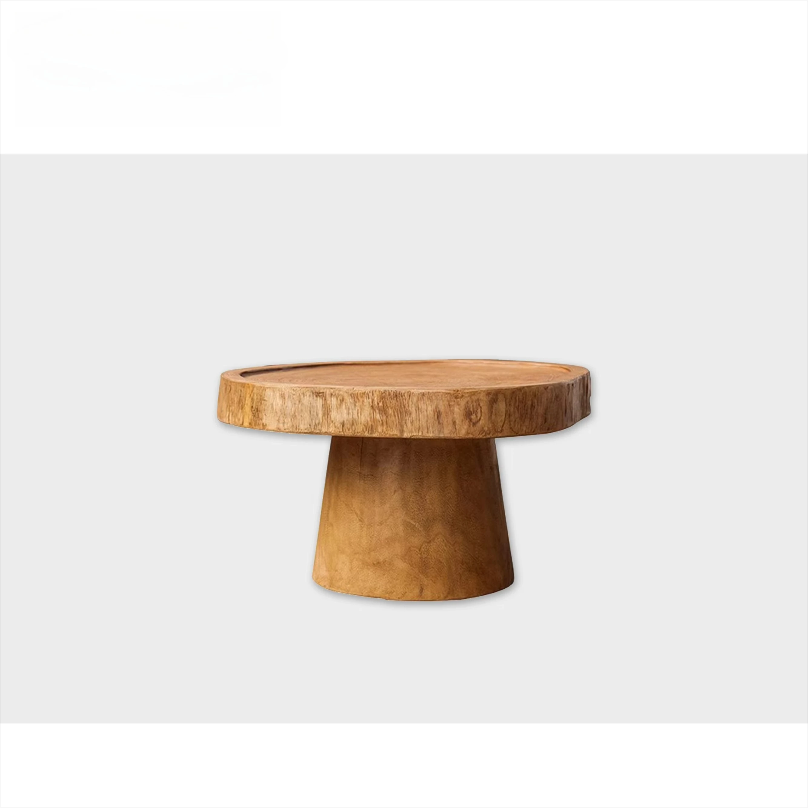 

Eco-Friendly Solid Wood Round Coffee Table - Handmade Durable with Aged Wood Finish for Indoor Use